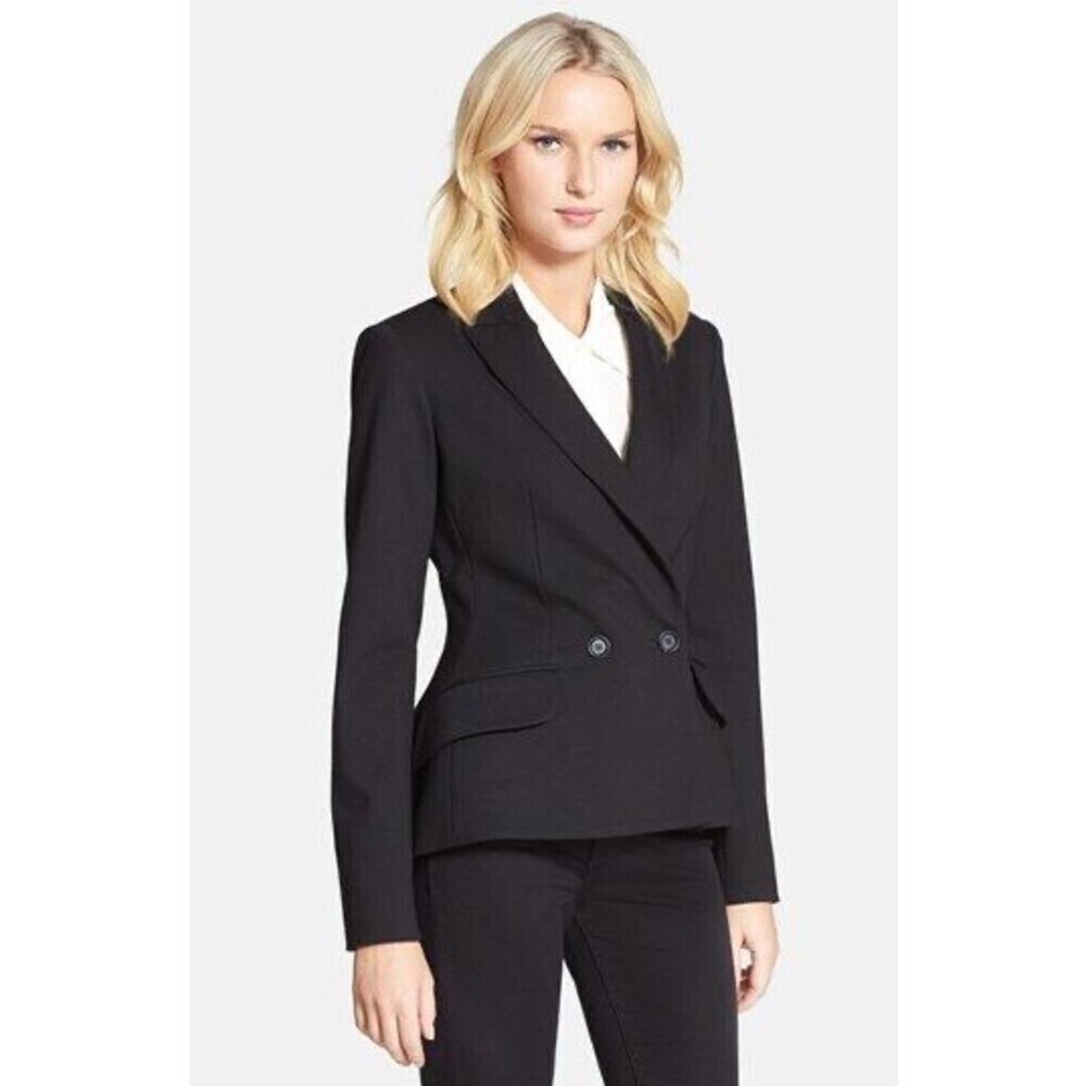 Pink Tartan Women's Ponte Double Breasted Blazer in Black Size 8 $799